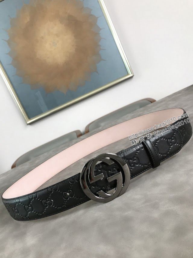 Gucci經典皮帶 古奇雙G拋光腰帶 411924  jjp2064